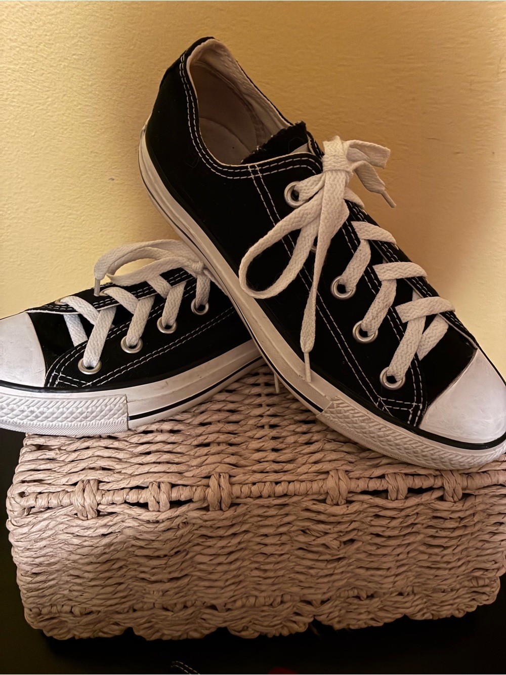 Converse Kids/Small Adult Black and White Low-Top Sneakers